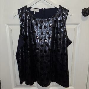 RSVP by Talbots 2Xp Women’s Sleeveless Blouse Sequins Navy Blue Black NWOT PLUS‎